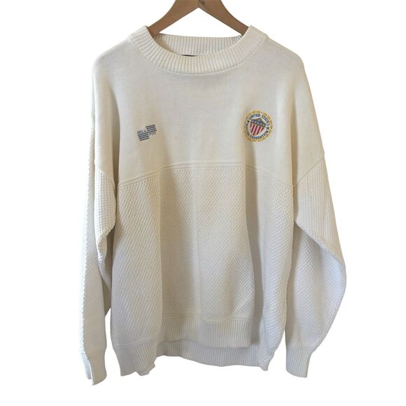 Vintage McBriar Mens Sweater United States Soccer Federation XL White Retro 90s - Picture 1 of 12